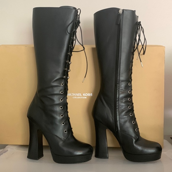 Michael Kors Collection Deandra Calf Leather Platform Boot - Picture 10 of 16